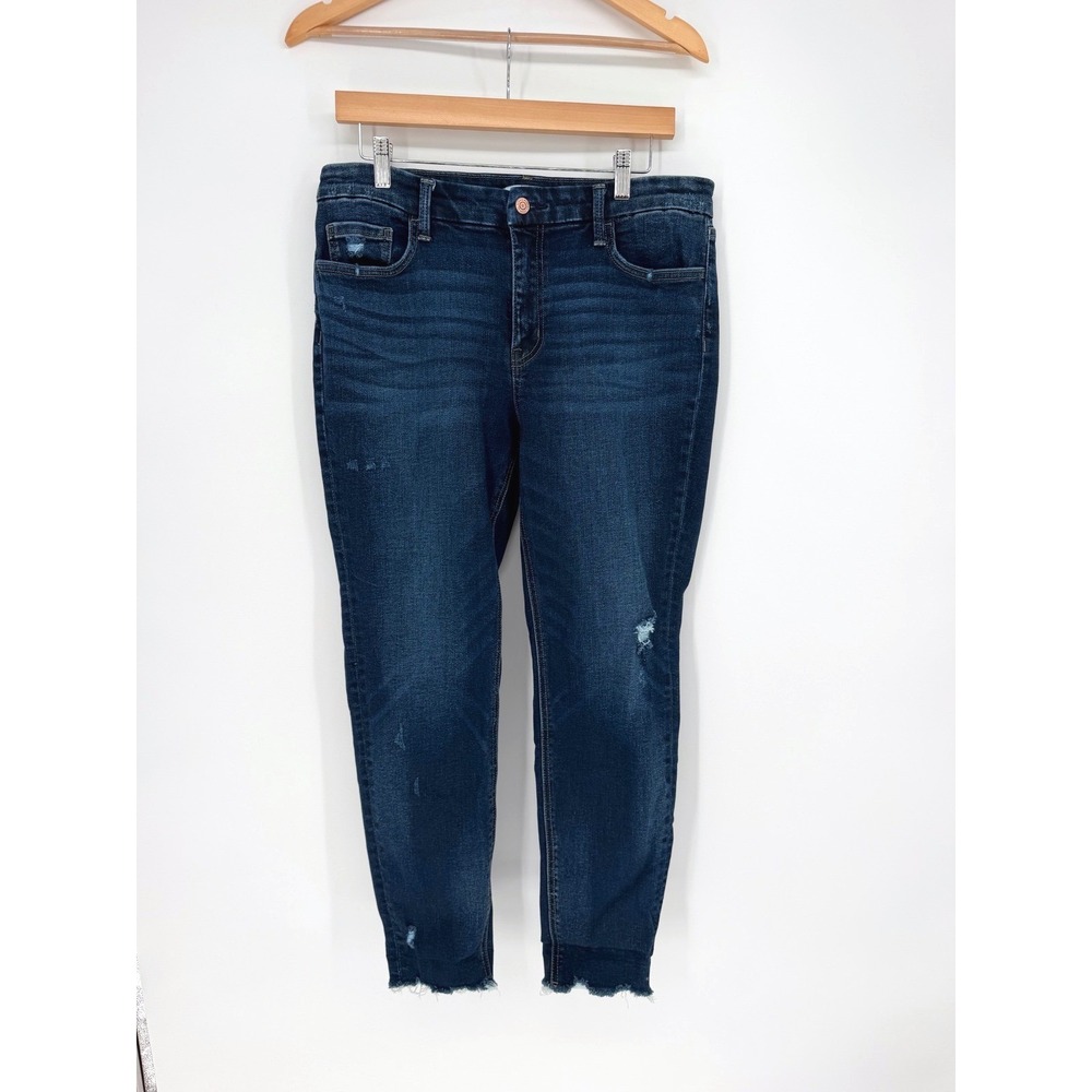 Flying Monkey Skinny Jeans 31 Dark Wash Distressed Raw Hem Indie Streetwear